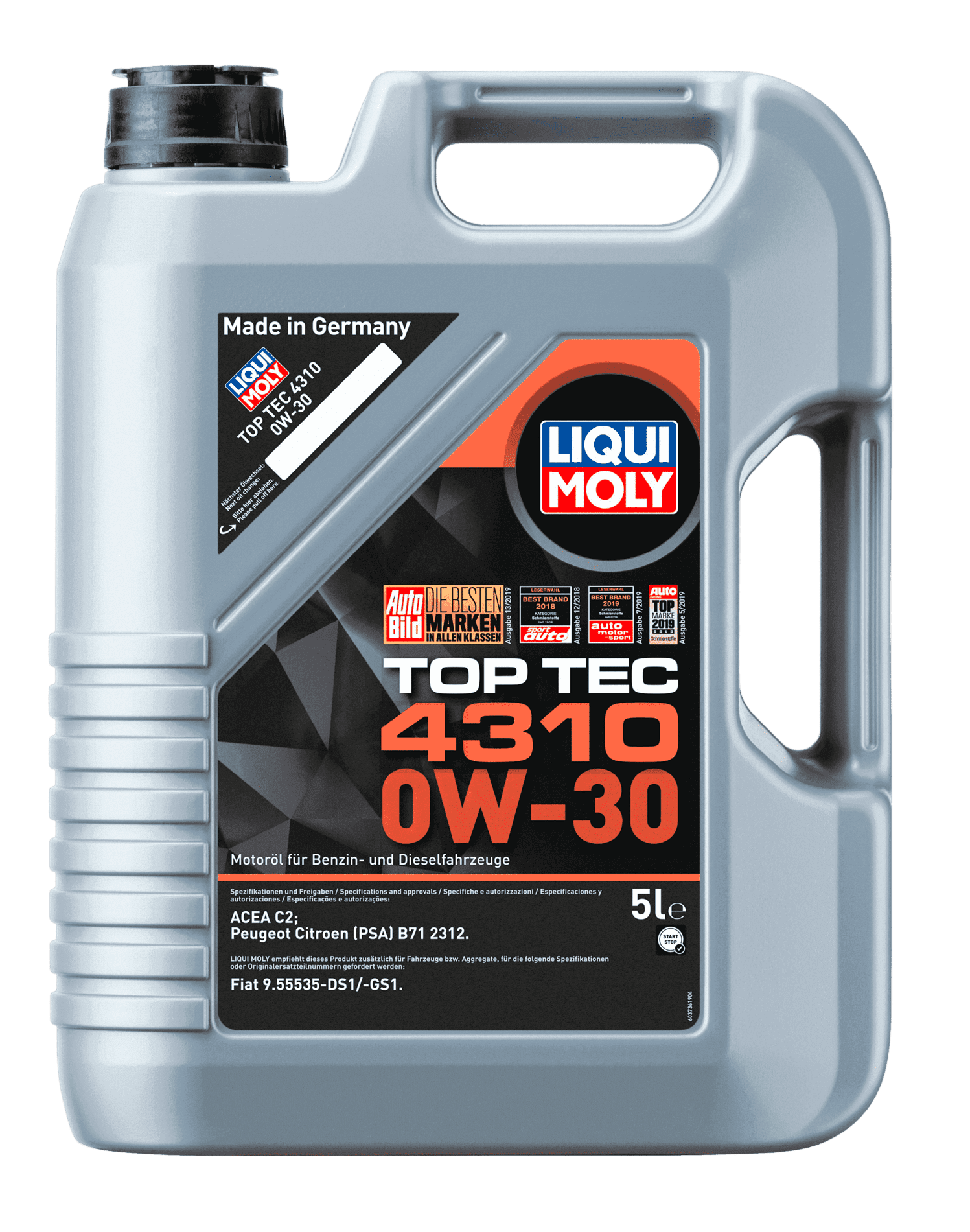 Моторное масло Liqui Moly Top Tec 4310 0W-30, 5л (LiquiMoly: 2362)